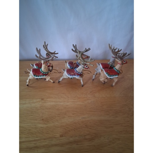 Vintage Reindeer Ornaments 1992 Three of Them - Picture 5 of 8